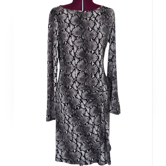 Michael Kors Dresses & Skirts - Michael Kors Black and Gray Snake Print Long Sleeve Dress